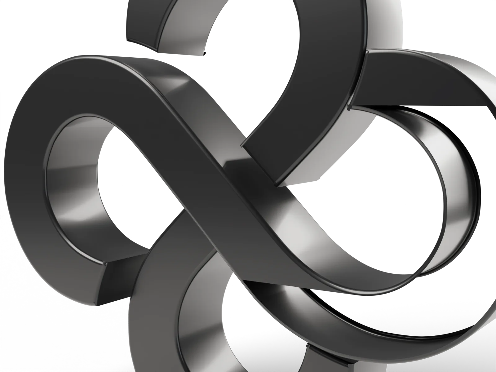 Close-up of the knot where the long ribbon passes over the loops